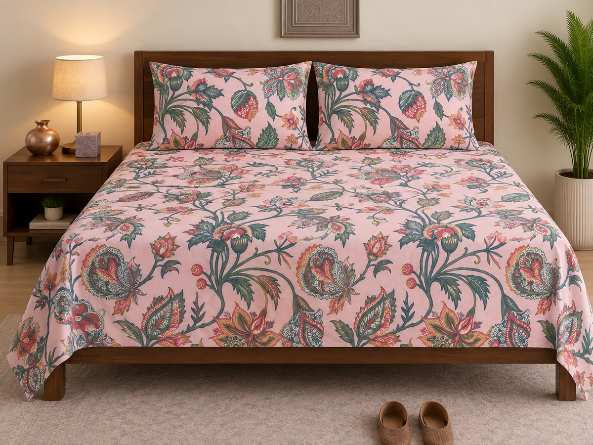 Jaipur Garden Single Bedsheet Set – 100% Cotton