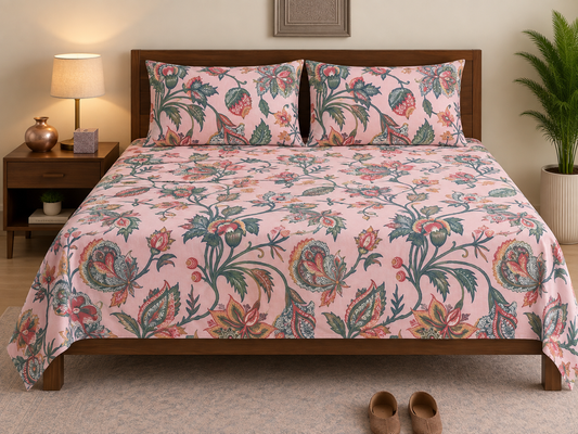 Jaipur Garden Single Bedsheet Set – 100% Cotton